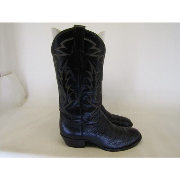 TONY LAMA Mens Size 9 D Gold Label Black Leather Smooth Ostrich Cowboy Boots main image 10